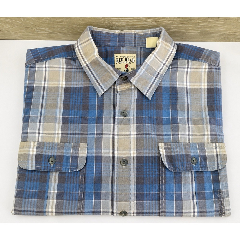 Red Head Brand Shirt Men's XLT Plaid Vented Pocket Bass Pro Fishing Outdoor SS